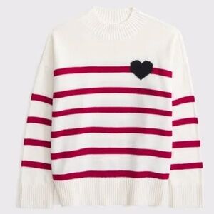 Abercrombie Kids MockNeck Striped Preppy Heart Sweater Size 11/12